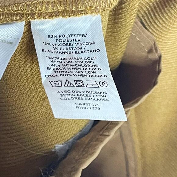 New Ann Taylor 12P Mustard Brown High Rise Textured Wide Leg Trouser Pants Work - Picture 9 of 10